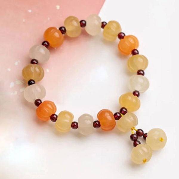 Gold silk jade pumpkin bead bracelet-148 - Image 2