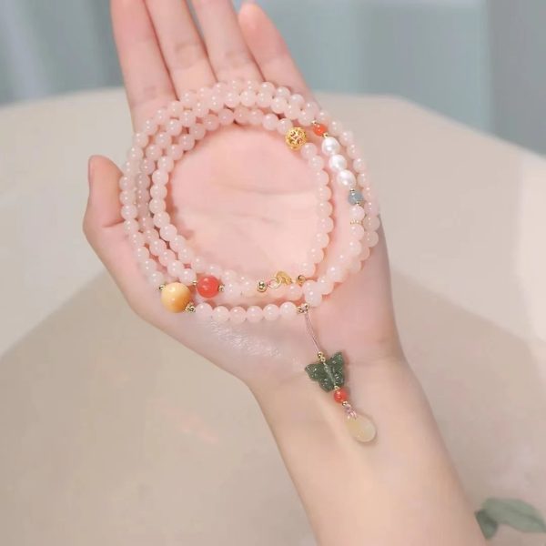 Hetian jade lotus pink necklace-228 - Image 4