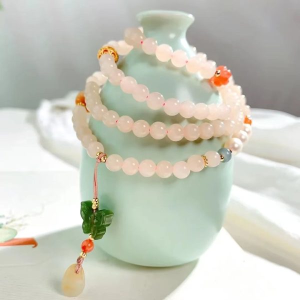Hetian jade lotus pink necklace-228